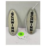 LOT OF 2 SCHWINN HEAD BADGES