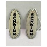 BLACK OVER WHITE SCHWINN HEAD BADGES