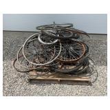 PALLET OF BIKE RIMS. HUFFY, SCHWINN, AND MORE