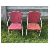 CLAM SHELL MID CENTURY MODERN METAL LAWN CHAIRS -