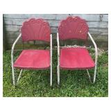 CLAM SHELL MID CENTURY MODERN METAL LAWN CHAIRS -