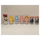 FOUR PIZZA HUT CARE BEAR CHARACTER GLASSES, 1977