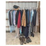 CLOTHES RACK WITH ASSORTED VINTAGE CLOTHING