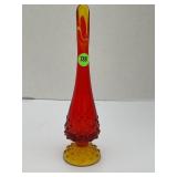 FENTON 9 1/2" AMBERINA HOBNAIL SWUNG VASE