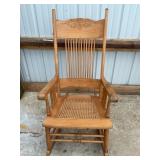 OAK ROCKING CHAIR WITH WICKER BOTTOM