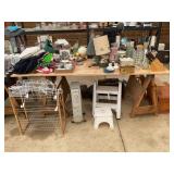 CONTENTS OF TABLE - OIL LAMPS, WHISKEY DECANTER,