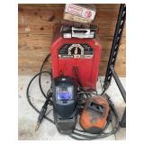 LINCOLN AC225 ARC WELDER WITH HELMET, RODS  & MORE