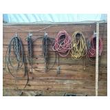 LOT OF FOUR EXTENSION CORDS AND LOG CHAIN