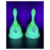 LOT OF 2 FENTON HAND PAINTED & ARTIST SIGNED SATIN