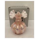 FENTON SUNSET OVERLAY IRIDESCENT RUFFLED VASE IN