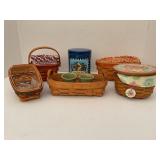 LOT OF 5 LONGABERGER BASKETS WITH LINERS AND MORE