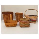 LOT OF 5 LONGABERGER BASKETS WITH LIDS