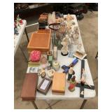 CONTENTS OF TABLE - RELIGIOUS ITEMS, KEEPSAKE BOX,