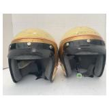 PAIR OF VINTAGE OPEN FACE MOTORCYCLE HELMETS WITH