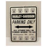 HARLEY DAVIDSON PARKING ONLY METAL SIGN - 11 1/2"