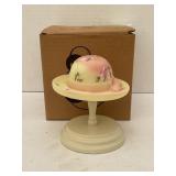 FENTON BURMESE HAND PAINTED ARTIST SIGNED HAT