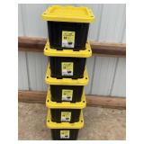LOT OF FOUR 5 GALLON PERFORMAX TOTES WITH LIDS