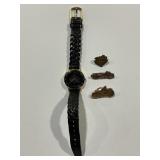 HARLEY DAVIDSON WATCH AND PIN AND TWO MOTORCYCLE