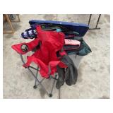 TOTE WITH SLEEPING BAG, AIR MATTRESS, LIFE JACKETS