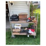 ROLL AROUND GARAGE CART WITH CONTENTS - HAND