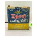 VINTAGE WESTERN EXPERT SHOTGUN SHELL BOX WITH 15