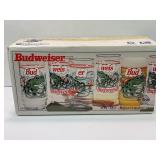 BUDWEISER INDIANA GLASS SET OF 8 FROG GLASSES IN