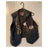 LEATHER CLUB MOTORCYCLE LEATHER VEST WITH HARLEY