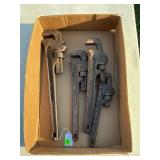 LOT OF 4 RIGID PIPE WRENCHES