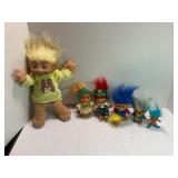 LOT OF VINTAGE TROLL DOLLS - CHICAGO CUBS & MORE