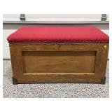 PRIMITIVE HANDMADE BLANKET CHEST WITH UPHOLSTERED