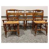 SIX HITCHCOCK STYLE CANED BOTTOM CHAIRS -