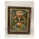 FRAMED ANITQUE RELIGIOUS NEEDLEPOINT OF THE