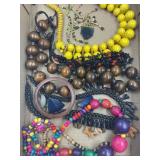 LOT OF COSTUME JEWELRY - WOOD NECKLACES & MORE