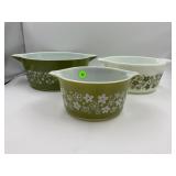 PYREX 475B, 474B & 473 CRAZY DAISY SPRING BLOSSOM
