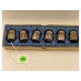 6 PC. ANTIQUE STERLING SILVER SALT & PEPPER SHAKER