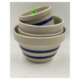 LOT OF 4 ROSEVILLE POTTERY BANDED PLANTERS & CROCK