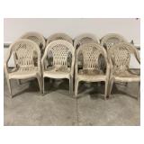 LOT OF 8 PLASTIC STACKABLE OUTDOOR PATIO CHAIRS
