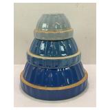 PRIMITIVE STONEWARE CROCK NESTING BOWL SET - 9",