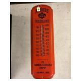 FARMERS CROP PRODUCING METAL 27" THERMOMETER -
