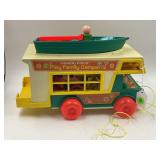 VINTAGE FISHER PRICE PLAY FAMILY CAMPER WITH BOAT