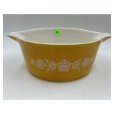 PYREX 475-B 2 1/2 QT BUTTERFLY GOLD CASSEROLE DISH