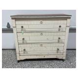ANTIQUE 3 DRAWER LAMINATE TOP DRESSER - 38" X 18"