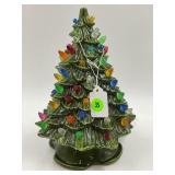 LIGHT UP CERAMIC CHRISTMAS TREE WITH BASE - 9 1/2"