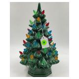 LIGHT UP CERAMIC CHRISTMAS TREE WITH BASE -11 1/2"