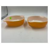 LOT OF 2 PYREX 471 DAISY ORANGE CASSEROLE DISHES -
