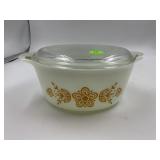 PYREX 472 1 1/2 PT BUTTERFLY GOLD CASSEROLE DISH