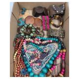 LOT OF WOOD COSTUME JEWELRY - NECKLACES & MORE
