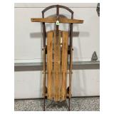 WESTERN CLIPPER WOODEN SNOW SLED W/METAL RUNNERS