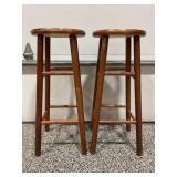 LOT OF 2 WOODEN BAR STOOLS - SEAT HEIGHT IS 31"