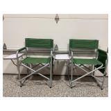 LOT OF 2 FOLD UP CAMP CHAIRS WITH SIDE TRAYS